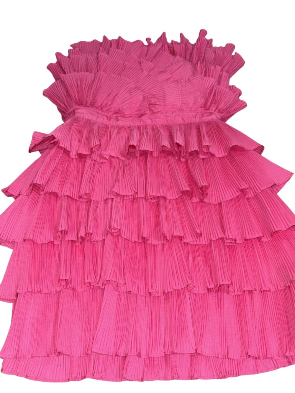 Mable Pink Tiered Ruffle Strapless Mini Dress Medium